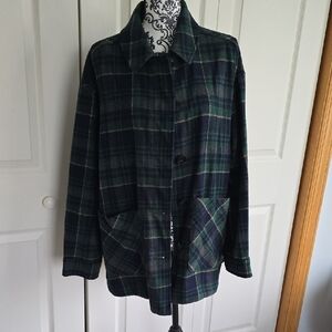 Dark Plaid Button-Up Coat